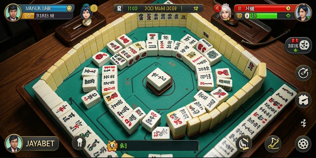 Screenshot JAYABET menampilkan gameplay Mahjong yang mendebarkan.