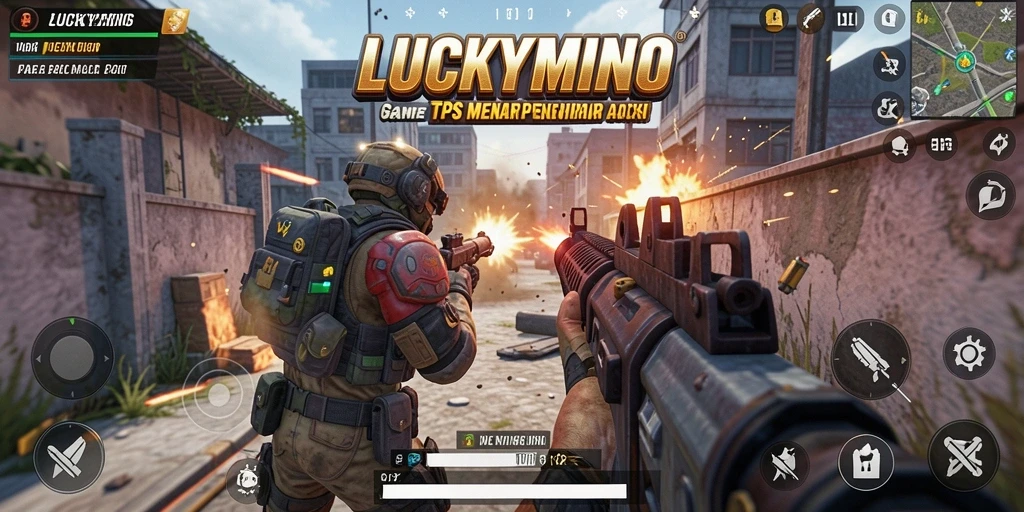 Tampilan gameplay penuh aksi dalam LUCKYMINO