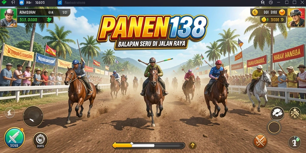 Screenshot menunjukkan aksi balapan seru dalam PANEN138.