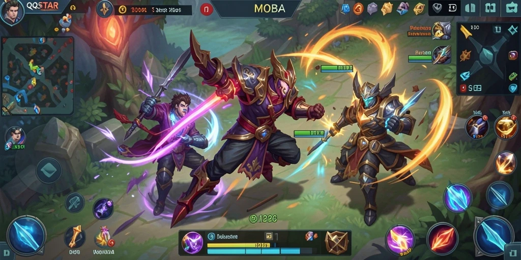 Screenshot QQSTAR menampilkan menariknya pertandingan MOBA.