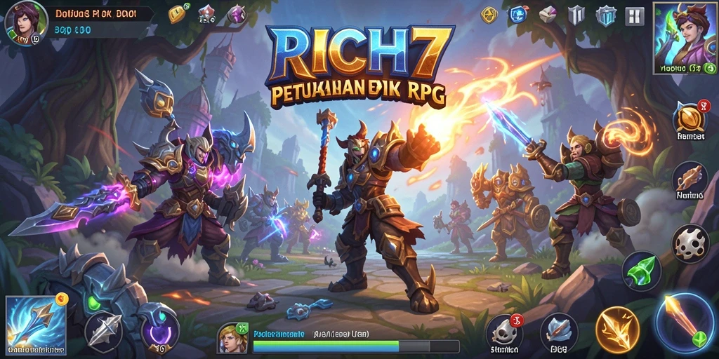 Tampilan gameplay <strong>RICH7</strong> menampilkan petualangan seru di dunia fantasi.