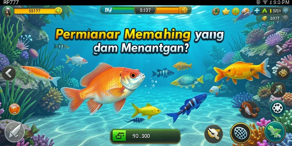 Tampilan utama gameplay RP777 yang seru saat memancing.