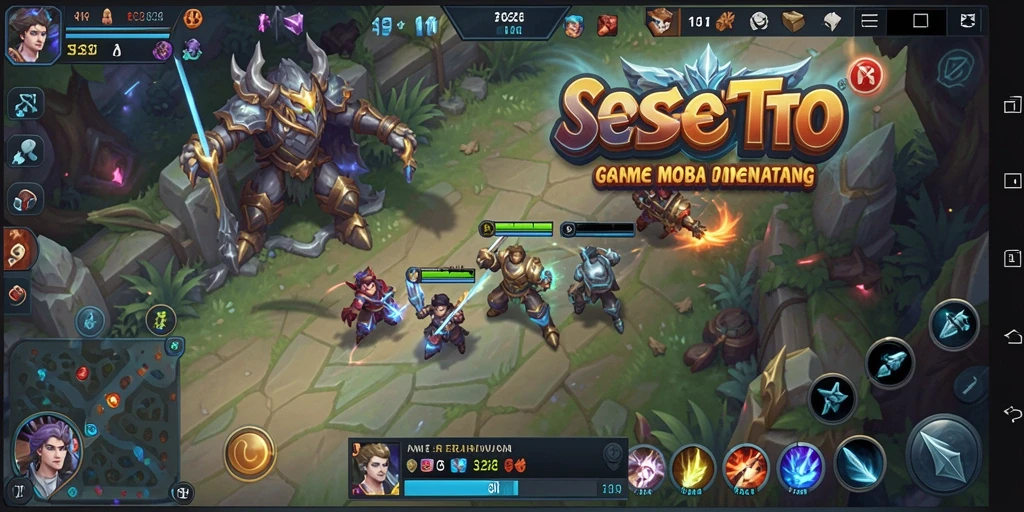 Gameplay seru SESETOTO dalam arena pertempuran MOBA.